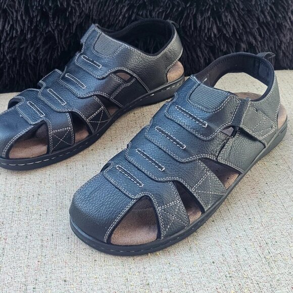 Dockers Men Sandal Dark Brown Faux Leather Upper Man Made Size 14W - Picture 2 of 11